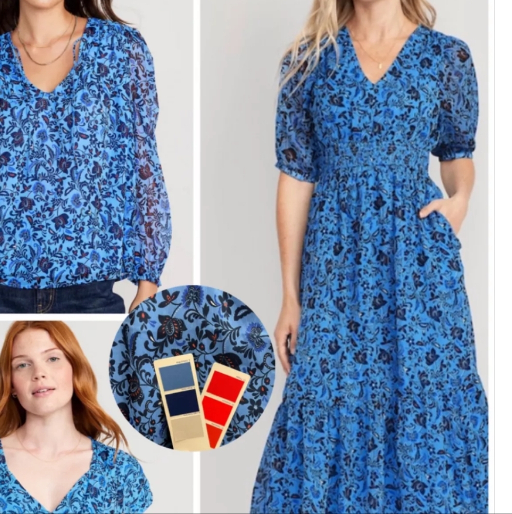 Old Navy Blue Floral Midi Dress - Picture 3 of 5